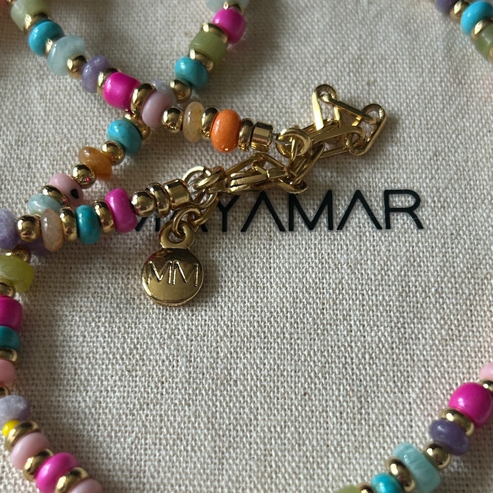 Mayamar Multicolor Beaded gold K Necklace - Picture 2 of 4